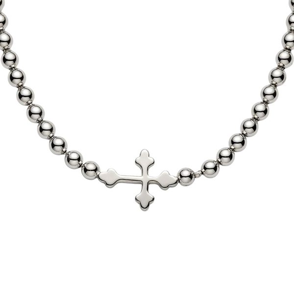 7904DW Kugelarmband, Kreuz, poliert, Silber, rhodiniert