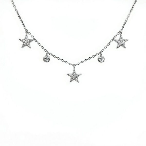 7905D1W Bettel-Armband, Silber, rhodiniert, Zirkoniasteine weiß, Sterne