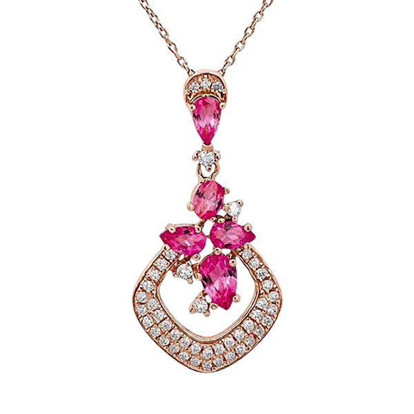 7925AR3 Collier rosevergoldet, Zirkonia weiß pink