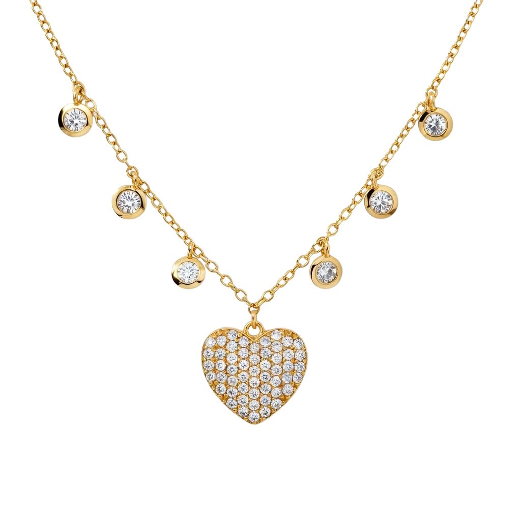 7936AG Bettel-Armband, Silber, gelbvergoldet, Zirkoniasteine weiß, Herz