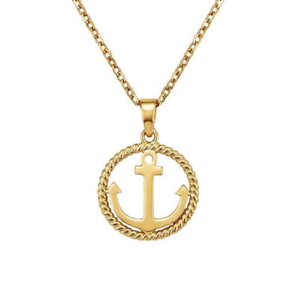 7961AG Anhänger Anker, Kordel,gelbvergoldet