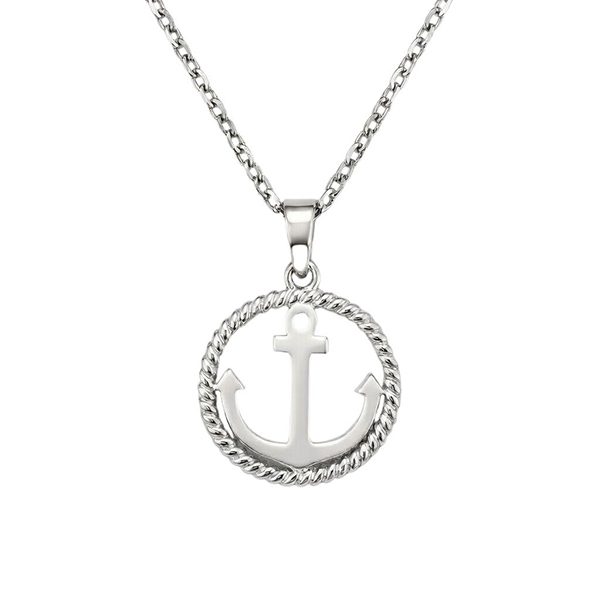 7961AW Anhänger Anker, Kordel, rhodiniert