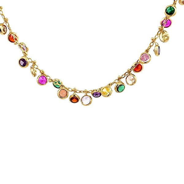 7987DW123 Armband, Silber, gelbvergoldet, Zirkoniasteine bunt