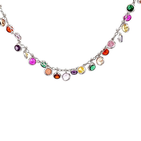 7987DW123 Armband, Silber, rhodiniert, runde Elemente, kunterbunt