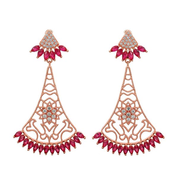 Ohrhänger, Silber , rosevergoldet, Zirkoniasteine weiß, pink