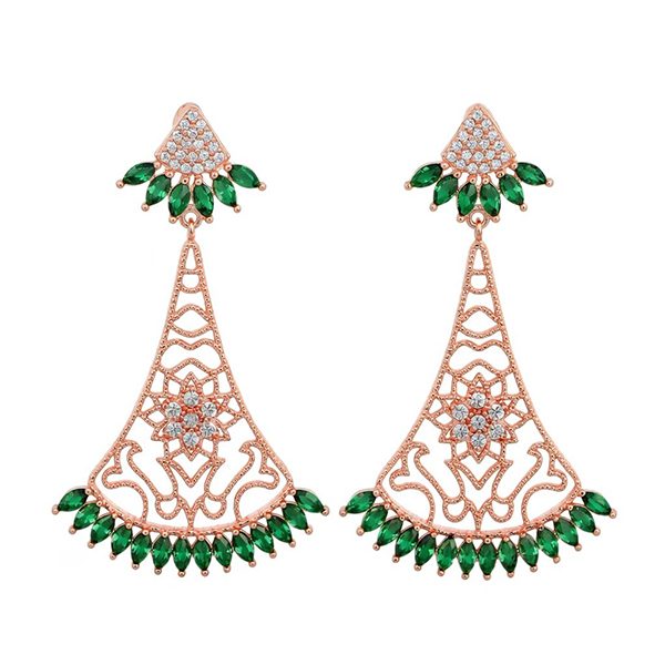 8017BR5 Ohrhänger, Silber , rosevergoldet, Zirkoniasteine weiß, grün
