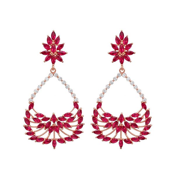 8018BR3 Ohrhänger, Silber , rosevergoldet, Zirkoniasteine weiß, pink