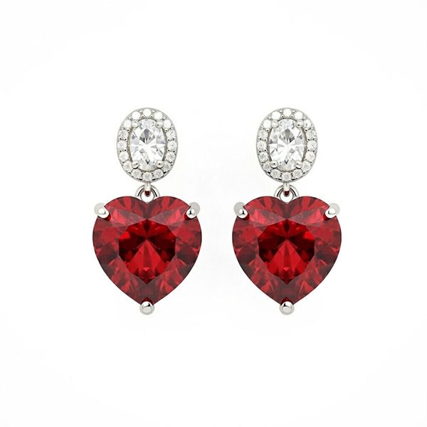 8019BW3 Ohrhänger, Herz, Silber , rhodiniert, Zirkoniasteine weiß, pink