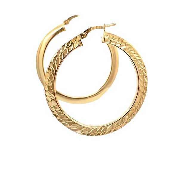 8027B2G Creolen, Silber, Kerben, rund, gelbvergoldet