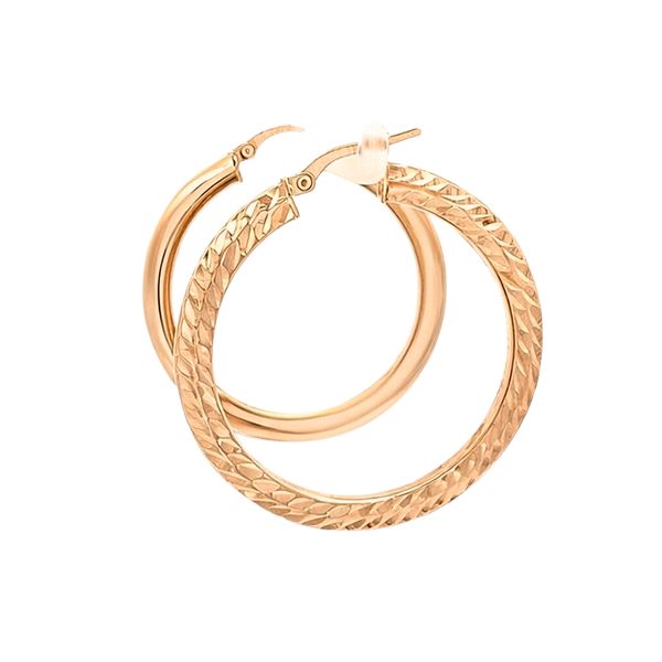 8027B2R Creolen, Silber, Kerben, rund, rosevergoldet