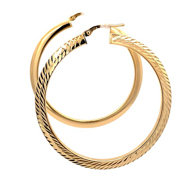 8027BG Creolen, Silber, Kerben, rund, gelbvergoldet