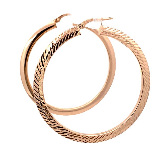 8027BR Creolen, Silber, Kerben, rund, rosevergoldet