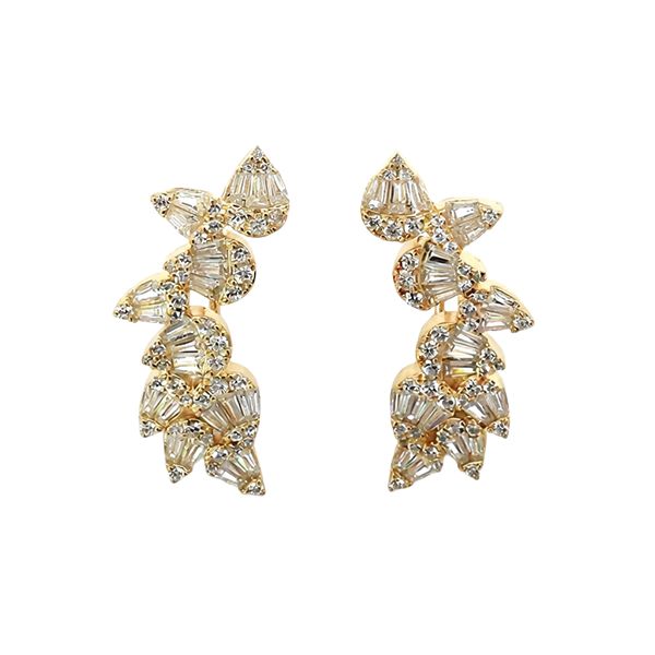 Rankenohrhänger, Pousetten,Baguettesteine, Tropfen, Zirkoniasteine weiß,Silber, gelbvergoldet 