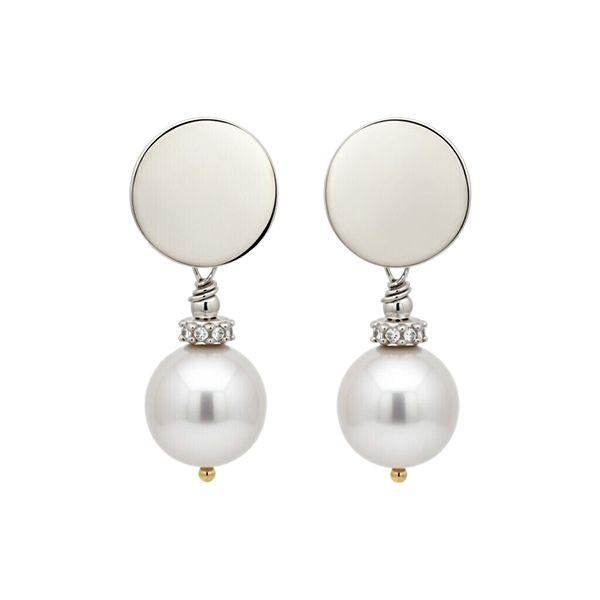 8034B1W8 Ohrhänger, Kugel weiß, Zirkoniasteine weiß, Silber, rhodiniert, poliert rund