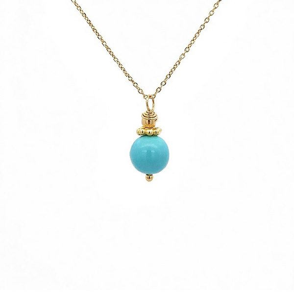 8035A1G14 Anhänger, Kugel türkis, Silber, gelbvergoldet