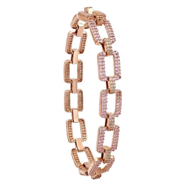 8054DR3 Gliederarmband, Silber, rosevergoldet, Zirkoniasteine weiß, rosa