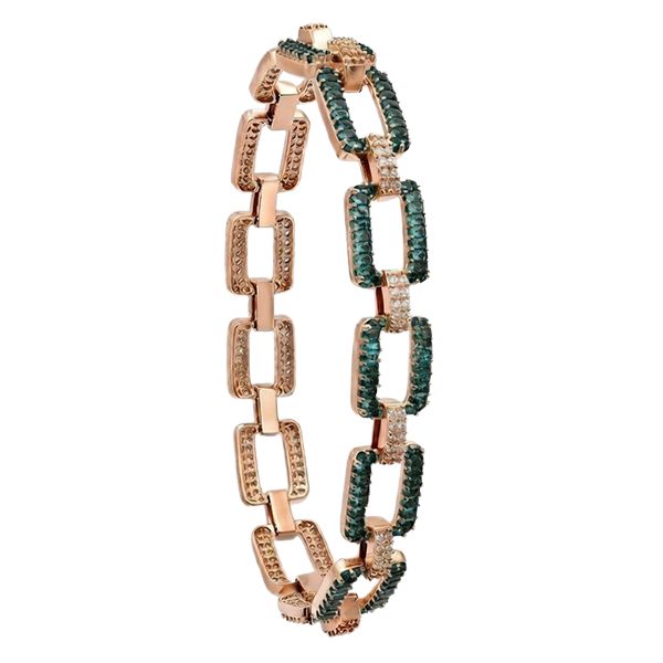 8054DR5 Gliederarmband, Silber, rosevergoldet, Zirkoniasteine, weiß, paraiba