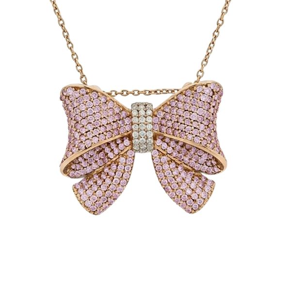 8057AR3 Anhänger, Silber, rosevergoldet, Schleife, Zirkoniasteine weiß, rosa