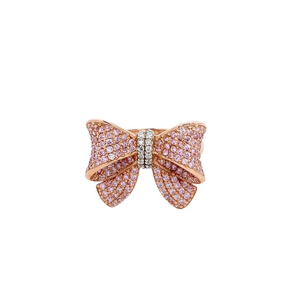 8057CR3 Ring, Silber, rosevergoldet, Schleife, Zirkoniasteine weiß, rosa