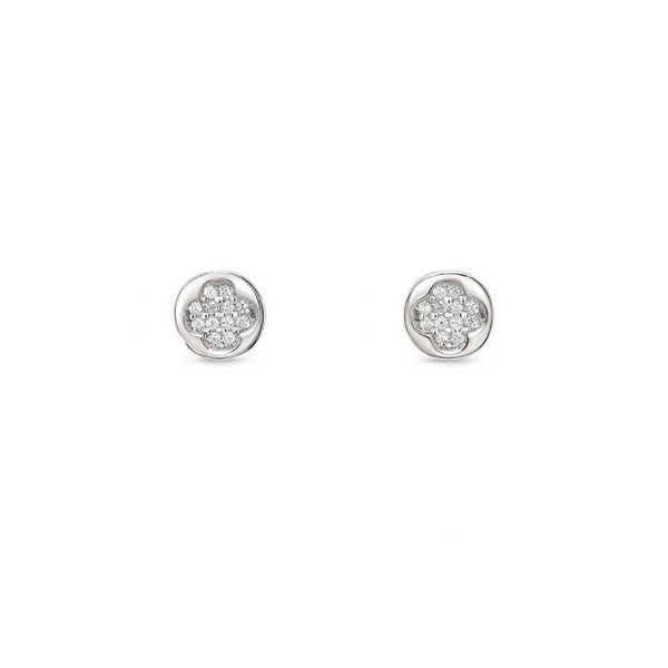 8069BW Ohrstecker, Blume, Zirkoniasteine weiß, Silber, rhodiniert