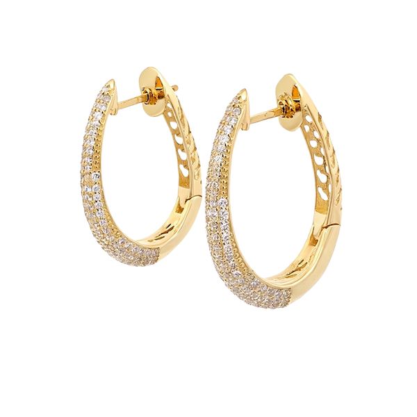 8083BG Creolen, Silber, tropfenförmig, Zirkoniasteine weiß, gelbvergoldet