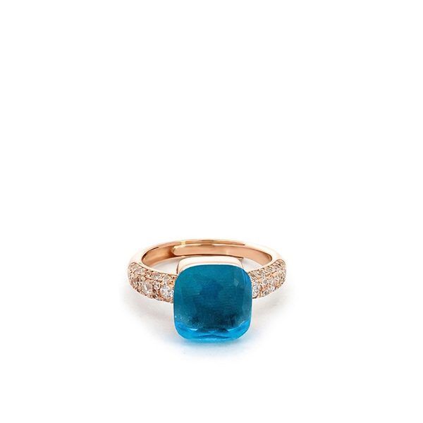 8096CR14 Ring ,Zirkonia, weiß, hellblau, eckig , Silber rosevergoldet