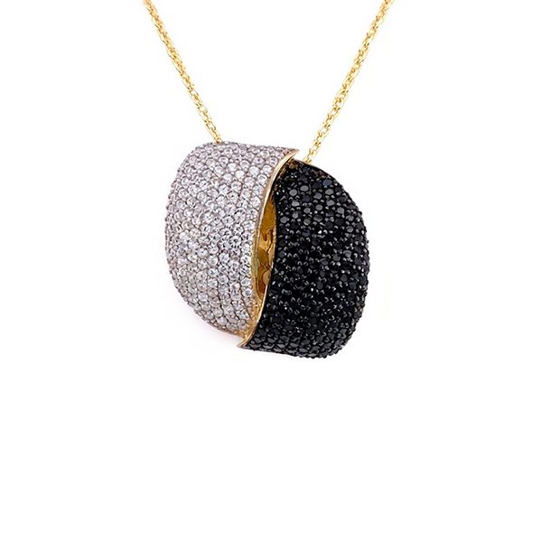 8109AG18 Anhänger inkl. Kette, Silber, gelbvergoldet, Zirkoniasteine weiß, schwarz