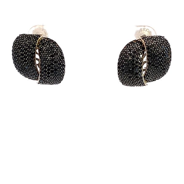 8109BW18 Ohrstecker, Silber, rhodiniert, Zirkoniasteine schwarz