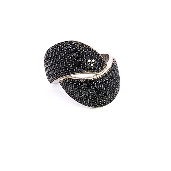 8109CW18 Ring, Silber, rhodiniert, Zirkoniasteine schwarz