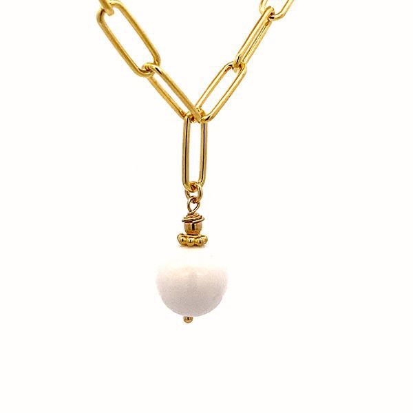 8111DG1 Armband, Ankerkette, Kugel, muschelkern weiß,