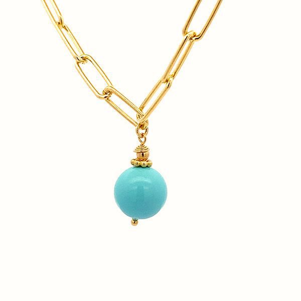 8111DG14 Armband, Ankerkette, Kugel, muschelkern türkis