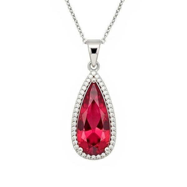 8131AW Anhänger, Silber, rhodiniert, Zirkoniasteine, pink, weiß, Tropfen