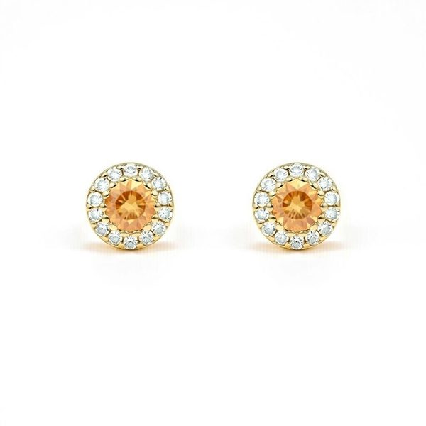8171BG2 Ohrstecker, rund , Silber, gelbvergoldet, Zirkoniasteine weiß, champagner