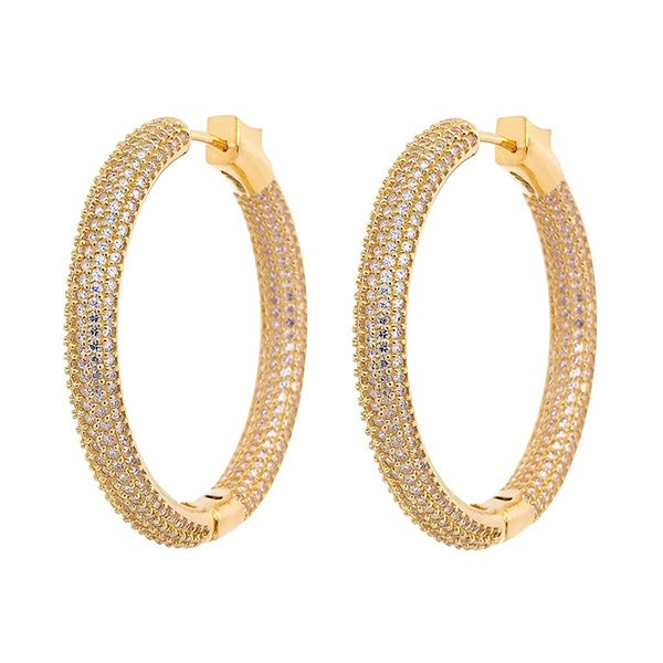 8184B1G Creolen, Silber, rund, Zirkoniasteine weiß, gelbvergoldet