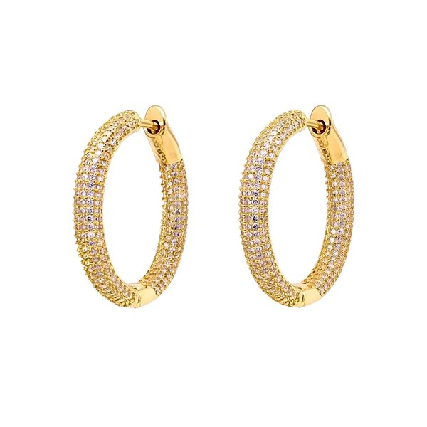 8184BG Creolen, Silber, rund, Zirkoniasteine weiß, gelbvergoldet