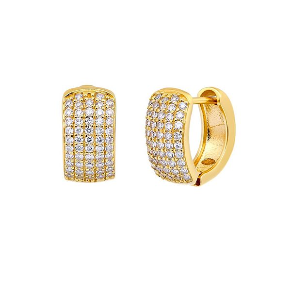 8185BG Creolen, Silber, Zirkoniasteine weiß, gelbvergoldet