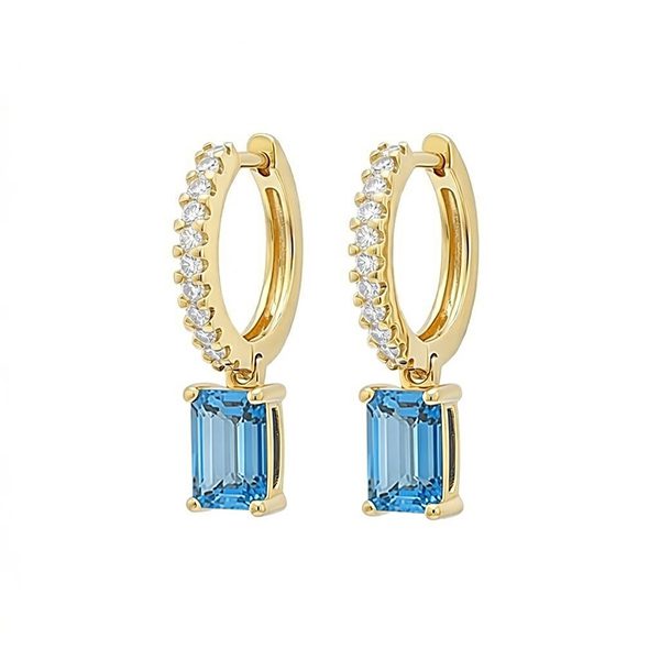 8186BG41 Creolen, Silber, gelbvergoldet, Zirkoniasteine weiß,hellblau