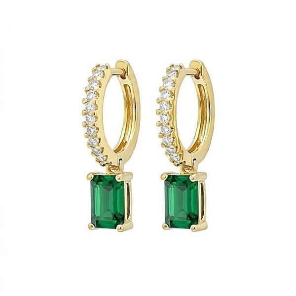 8186BG7 Creolen, Silber, gelbvergoldet, Zirkoniasteine weiß, grün