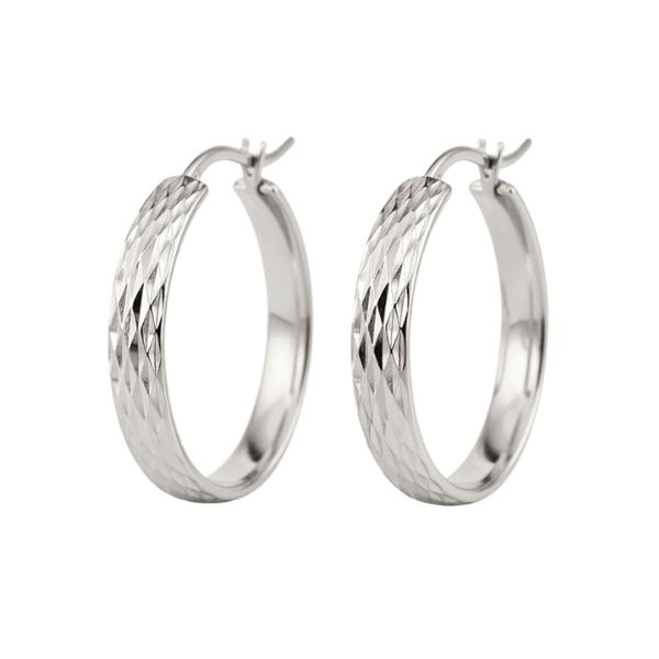 8213B1W Creolen , Silber, rhodiniert, Kerben