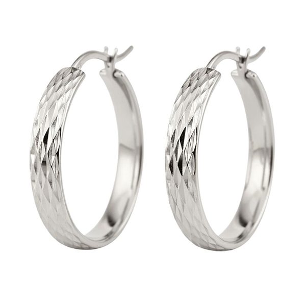 8213BW Creolen , Silber, rhodiniert, Kerben