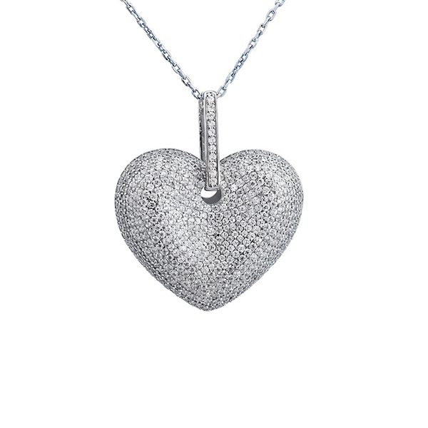 Anhänger inkl. Kette Silber rhodiniert Herz weiße Zirkonia