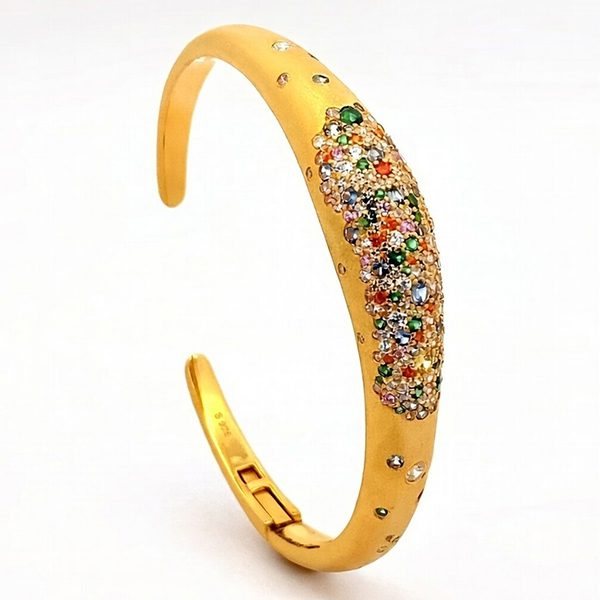 8232DG123 Armreif, Silber gelbvergoldet, synth. Saphire, Zirkoniasteine