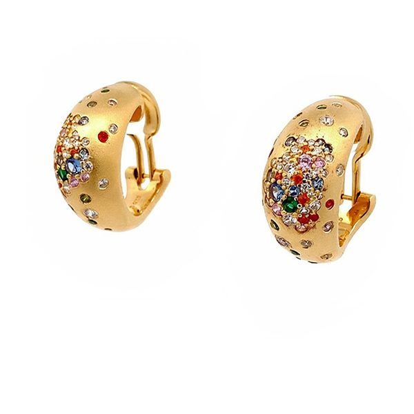 8234BG123 Ohrschmuck, Silber gelbvergoldet, synth. Saphire, Zirkoniasteine