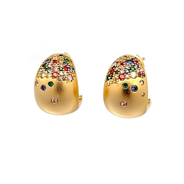 8235BG123 Ohrschmuck, Silber gelbvergoldet, synth. Saphire, Zirkoniasteine