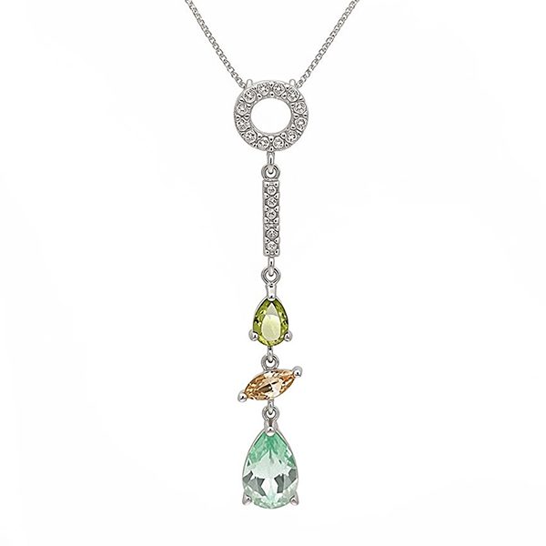 8253AW123A Anhänger inkl. Kette ,Rhodiniert,Formmix, Zirkonia bunt ,