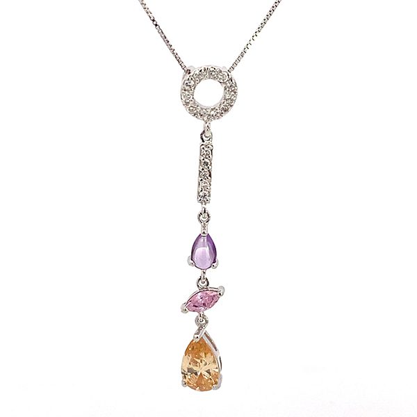 8253AW123C Anhänger inkl. Kette ,Rhodiniert,Formmix, Zirkonia bunt ,