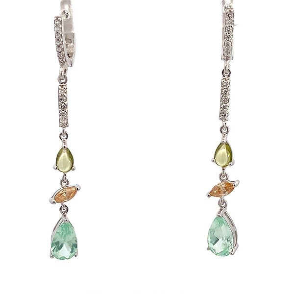 Ohrhänger Silber rhodiniert Formmix bunte Zirkonia