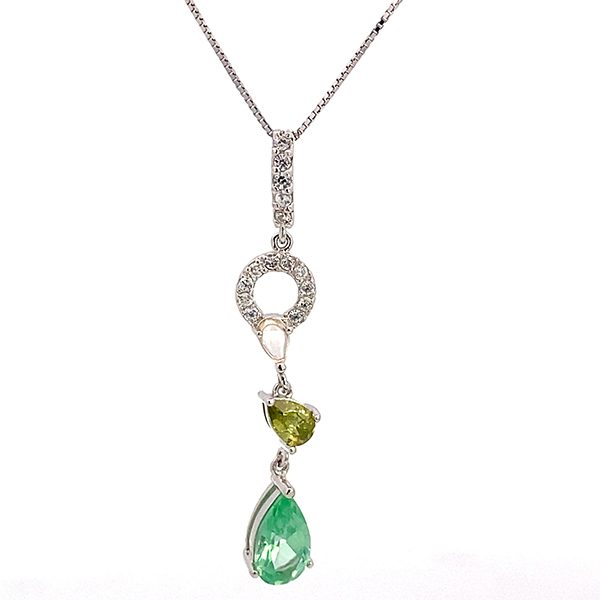 8255AW123A Anhänger inkl. Kette ,Rhodiniert,Formmix, Zirkonia bunt ,