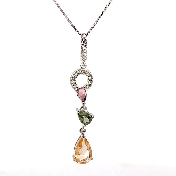 8255AW123B Anhänger inkl. Kette ,Rhodiniert,Formmix, Zirkonia bunt ,