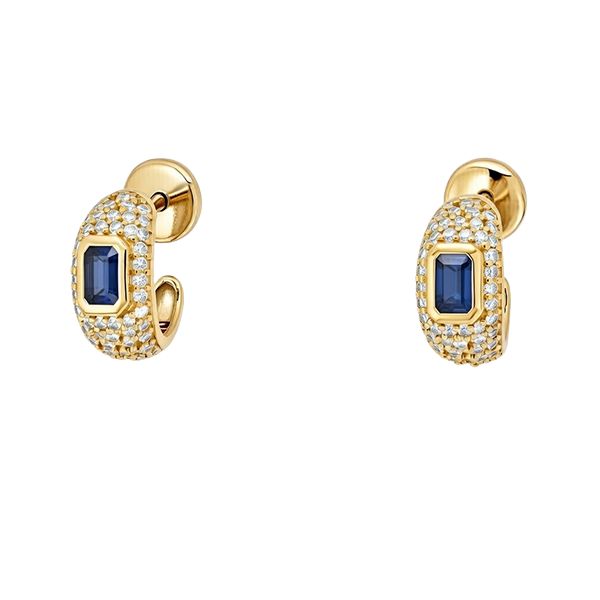 8310BG4 Creolen Silber gelbvergoldet Zirkonia weiß, blau